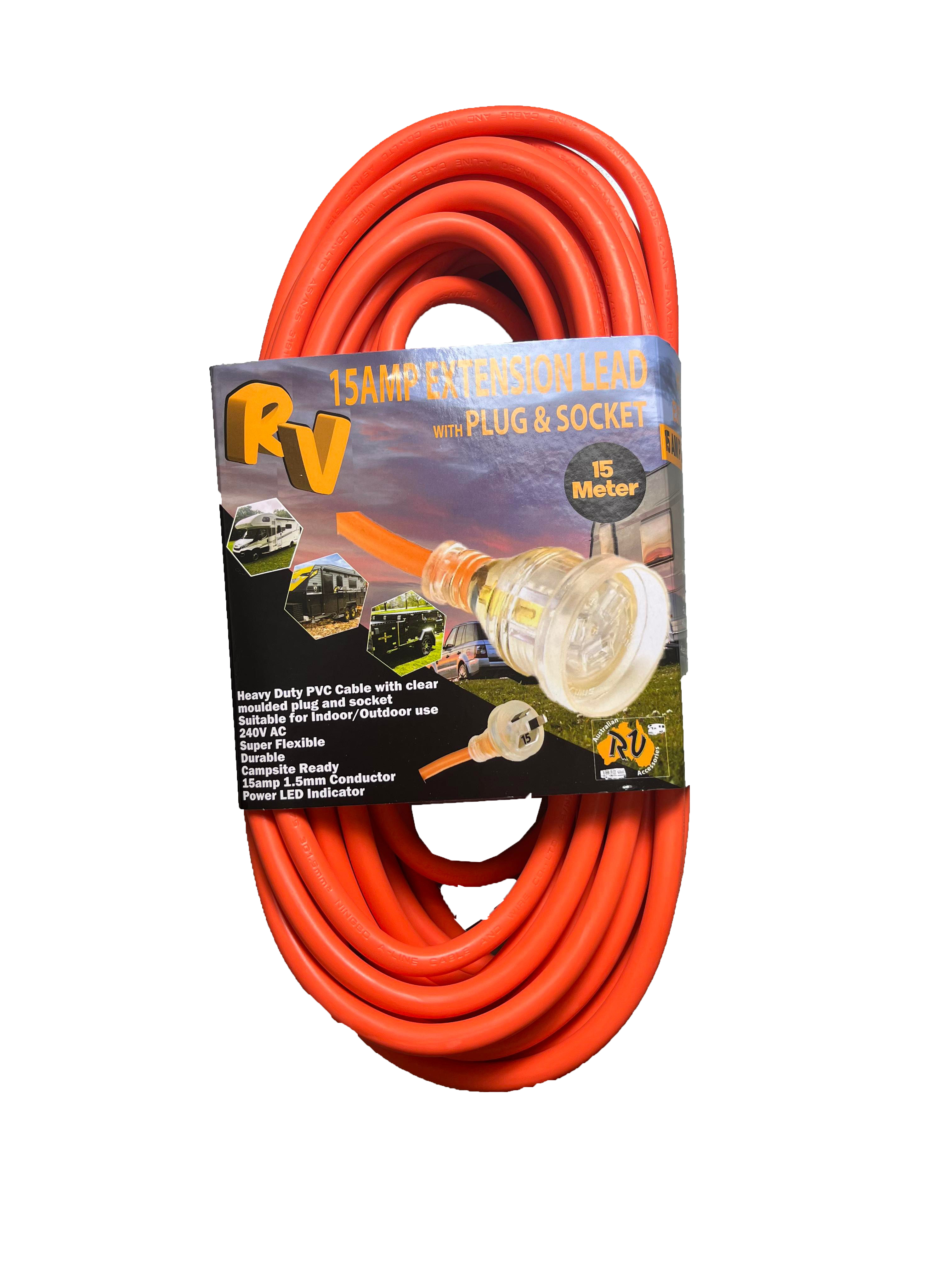 240V 15amp extension cord-15 metres