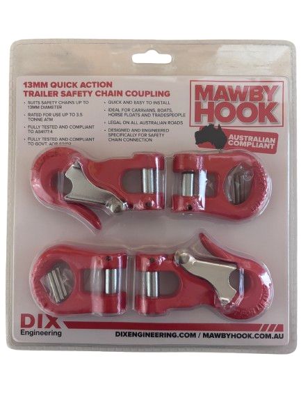 Mawby Hook AS4177.4 3.5T ATM rated towing hook 13mm twin pack
