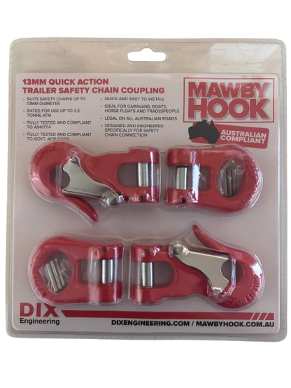 Mawby Hook AS4177.4 3.5T ATM rated towing hook 13mm twin pack
