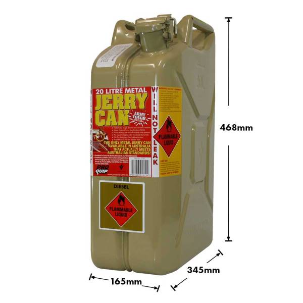 Proquip 20lt JerryCan Olive Yellow Dimensions